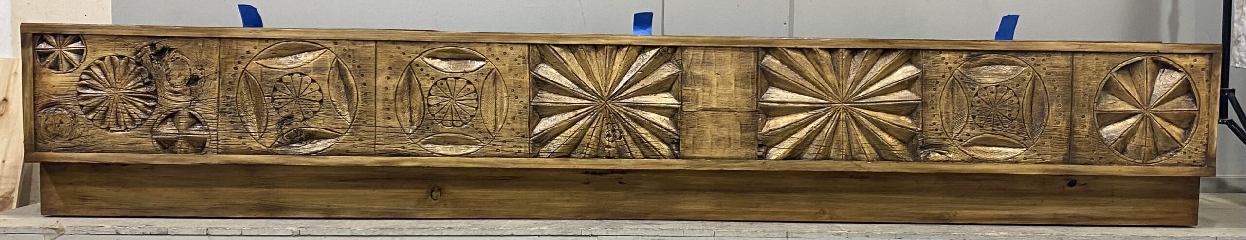 11473-13-front Storage Bench with Carved Panels