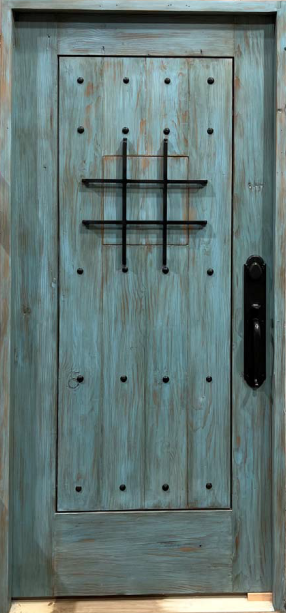11663-04-Door Blue Door with Peep and Grillwork