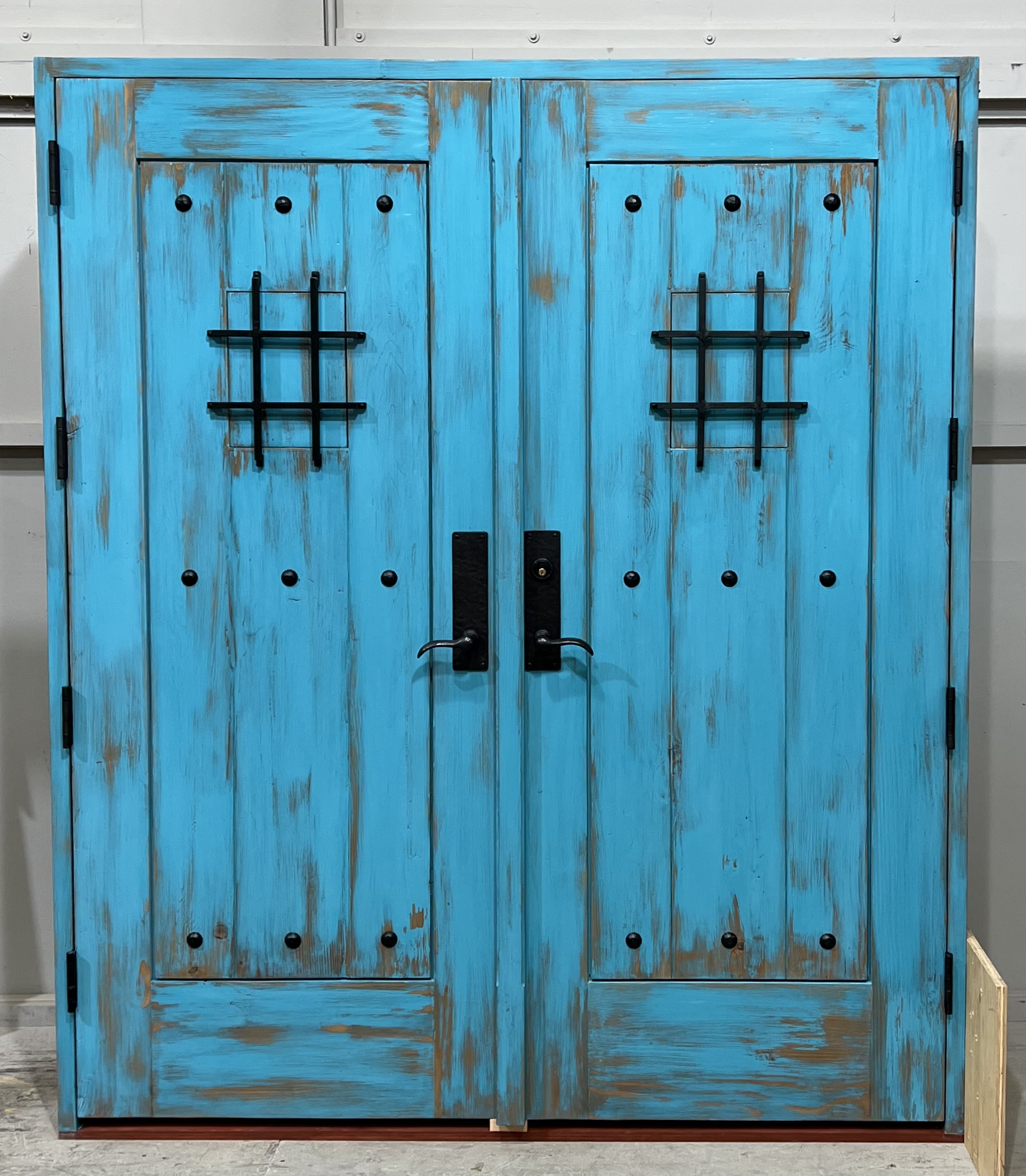 Entry Gate with custom blue finish and peep door