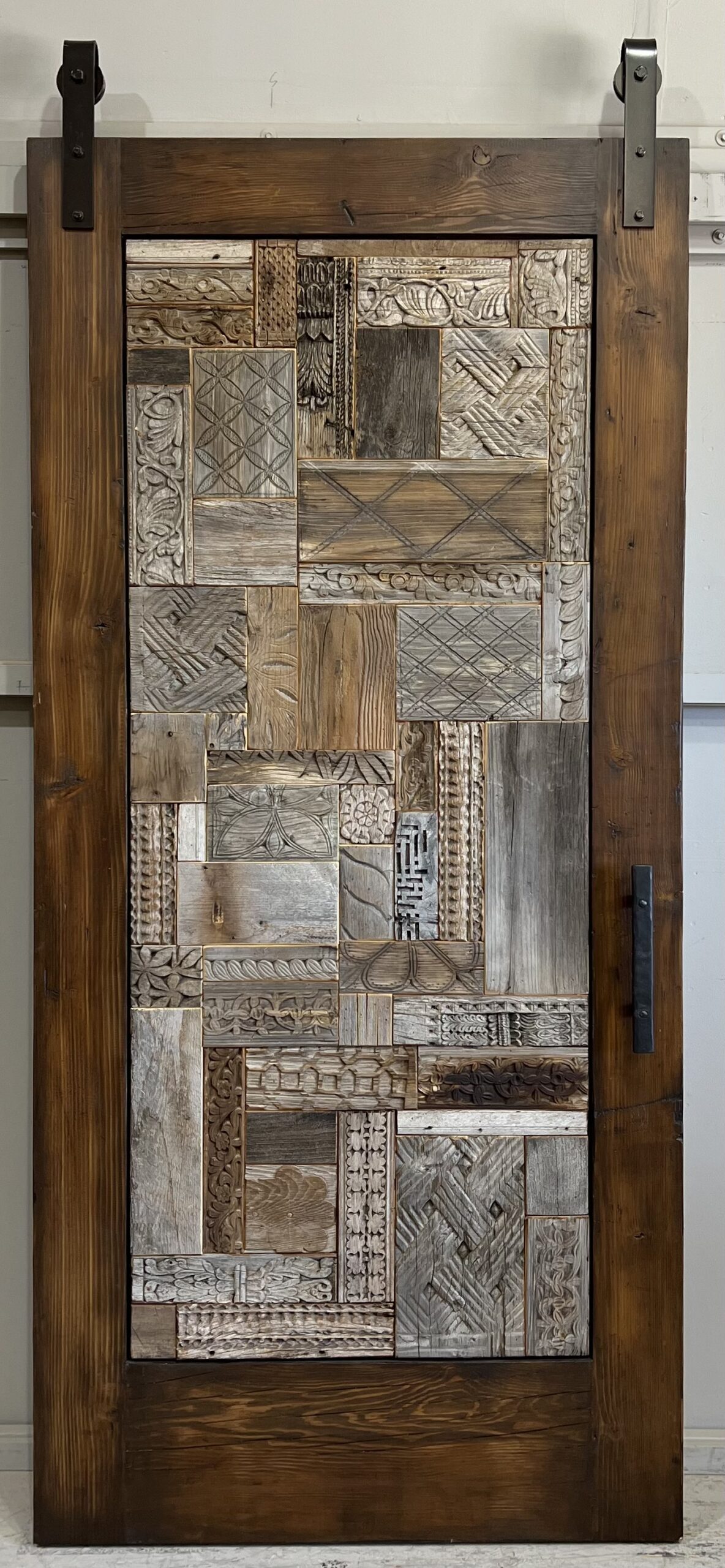 11814-01-Barn-Sliding-Door-front Barn Sliding Door with carved Panels