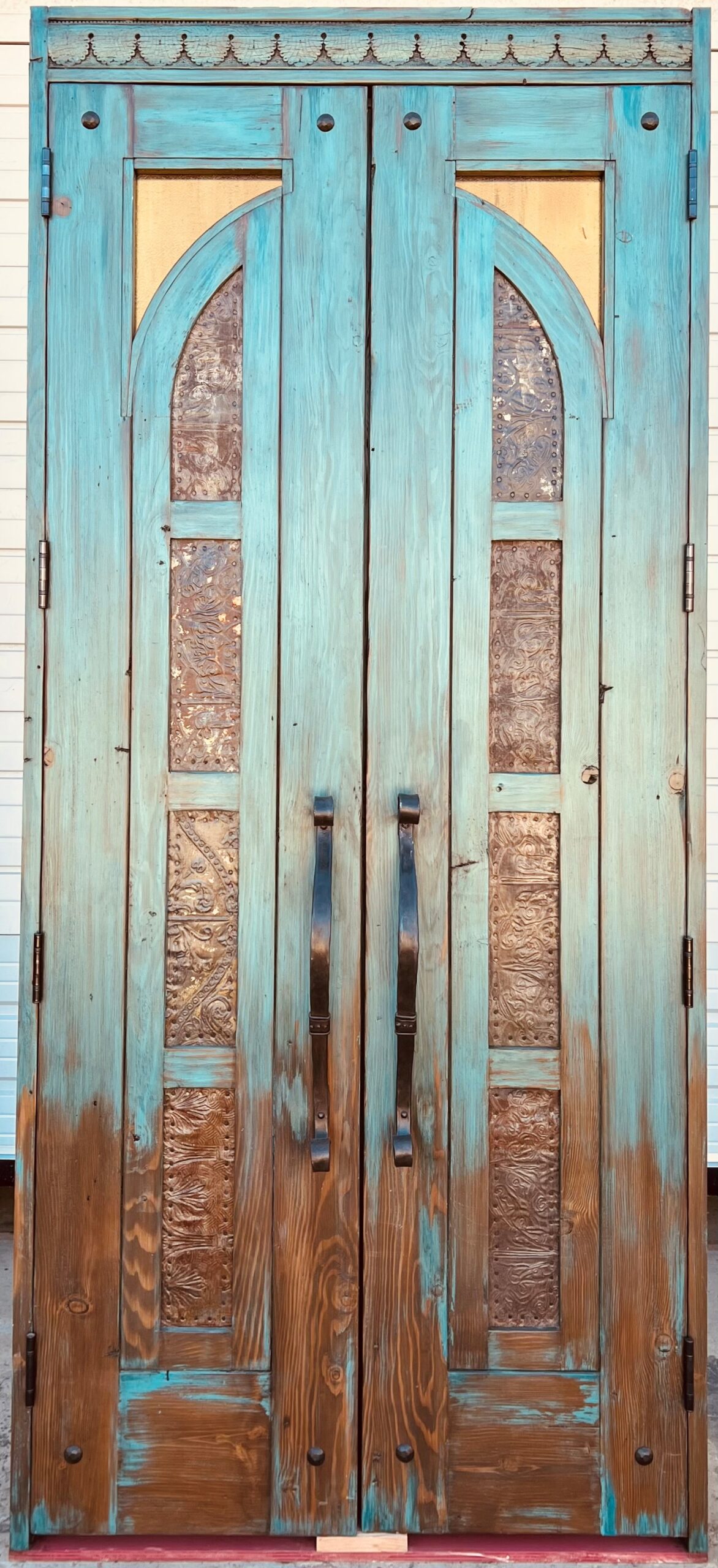 Blue Double Doors with Tin Clad Panels