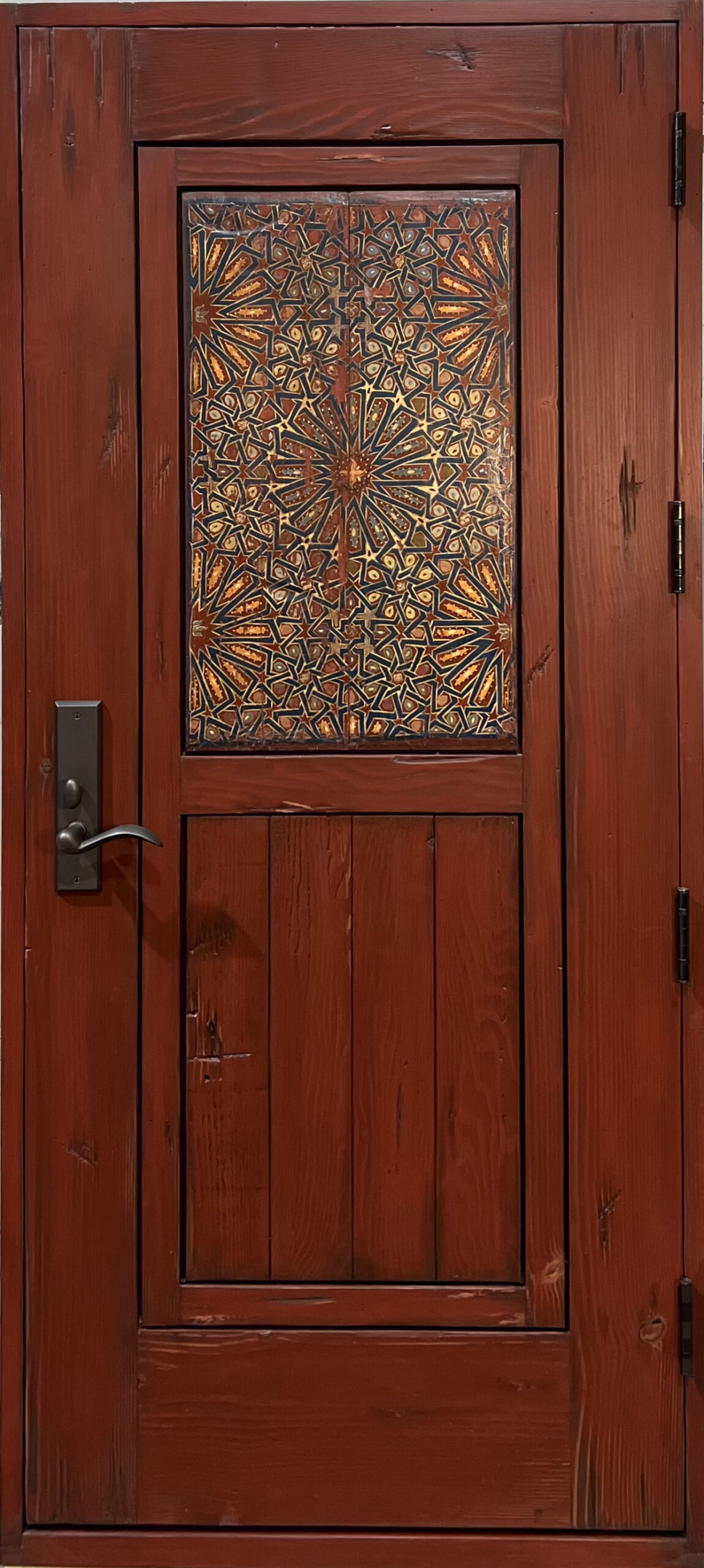 Interior door with antique carving